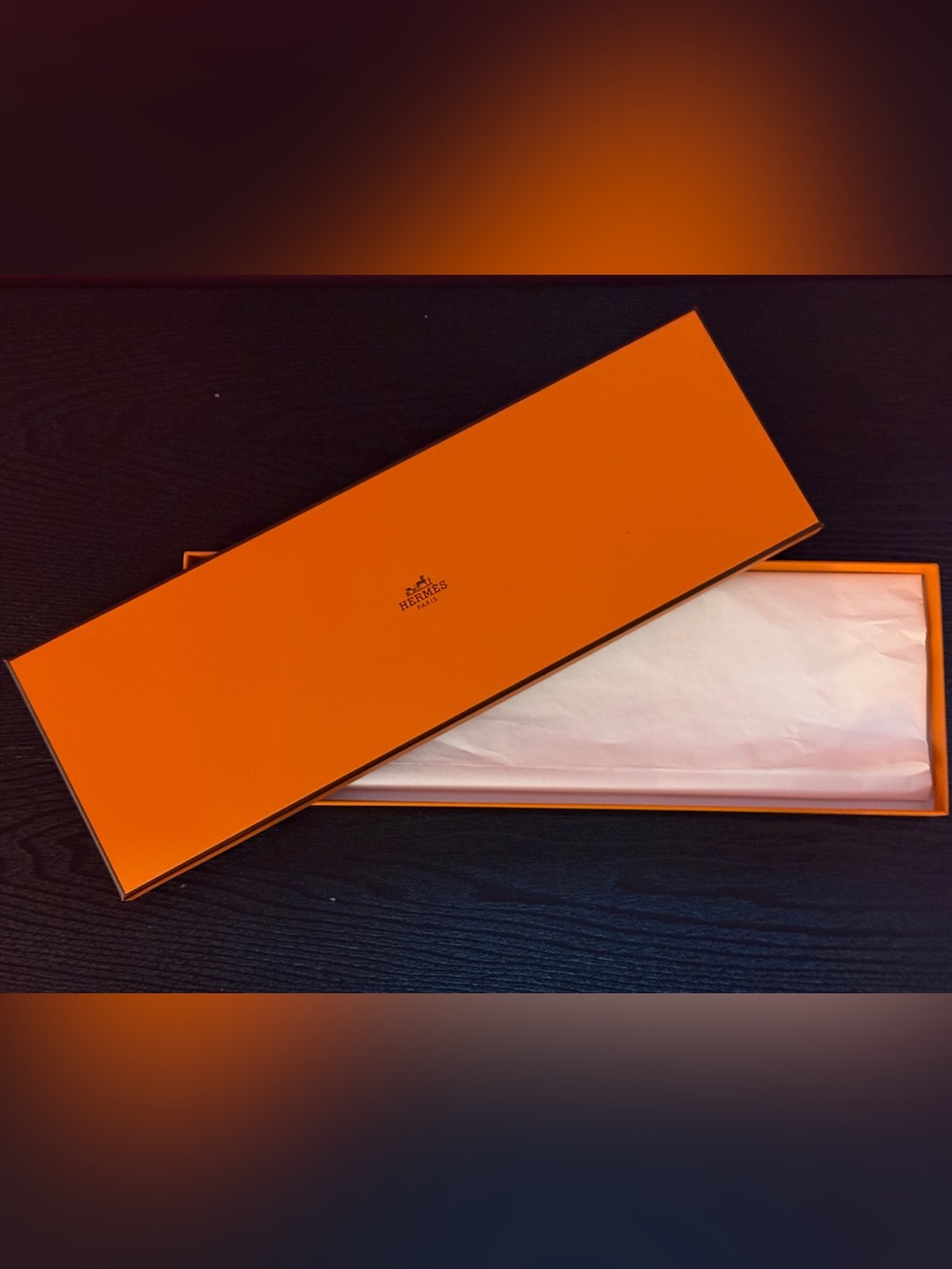 Hermes Bright Orange Gift Box with Black Logo